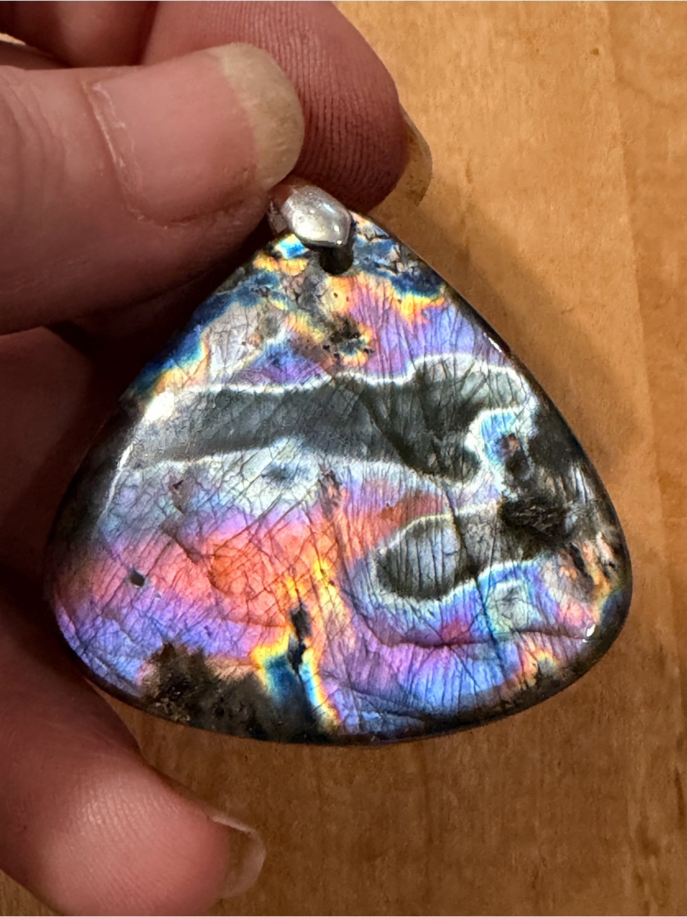 Stunning - XXL Super Flashy Pink/Purple/Orange Spectrolite Labradorite Pendant